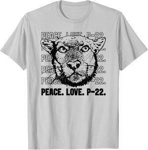 P-22 Mountain Lion Legend LA California Art P22 Peace Love T-Shirt - T-Shirt | Ash