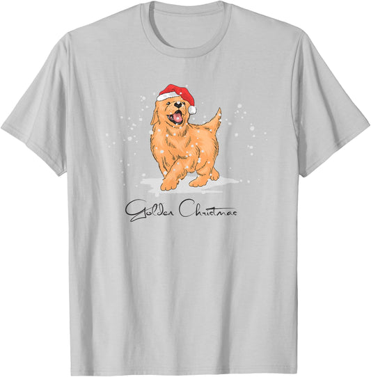 Golden Retriever Christmas Shirt - Cute Retriever T-Shirt - T-Shirt | Ash