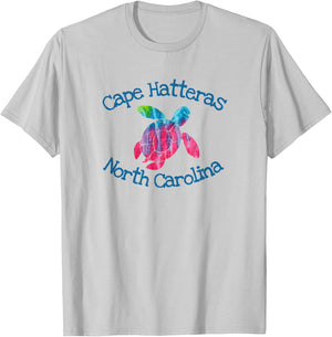 Cape Hatteras Coastal Wildlife Watercolor Loggerhead Turtle T-Shirt - T-Shirt | Ash