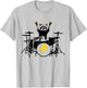 Funny Raccoon Playing Drum Kit Graphic T-Shirt - T-Shirt | Ash