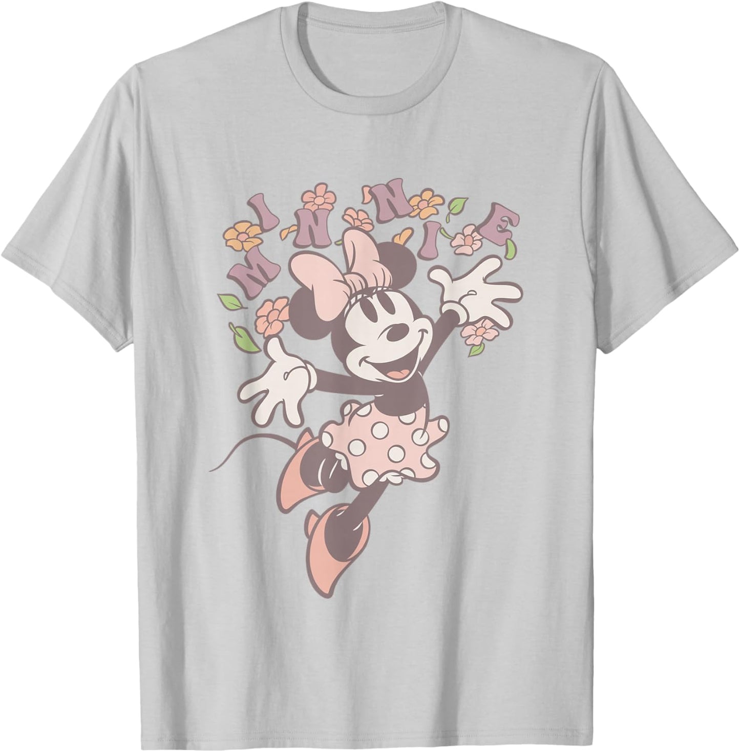 Disney Minnie Mouse Classic Minnie with Flowers T-Shirt - T-Shirt | Ash