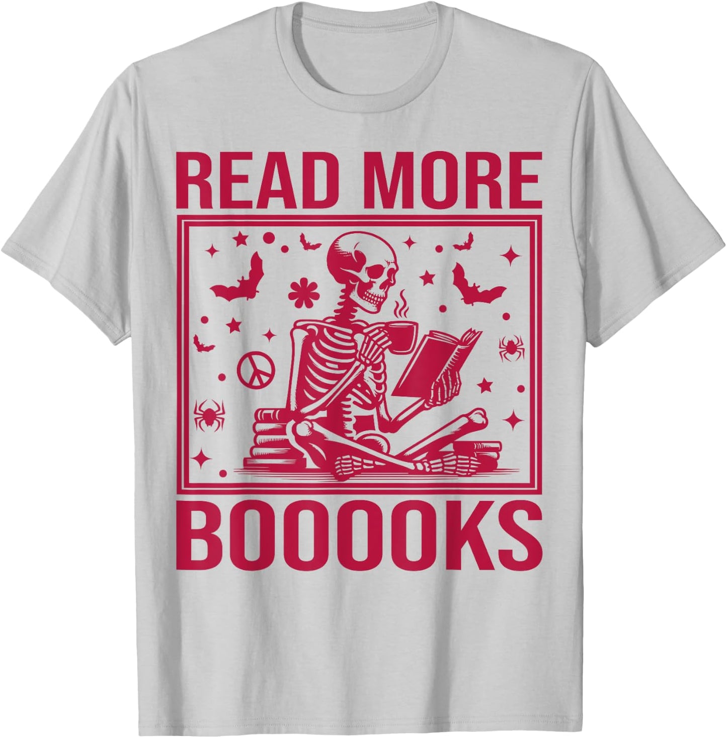 Cute Booooks Ghost Read More Books Funny Teacher Halloween T-Shirt - T-Shirt | Ash