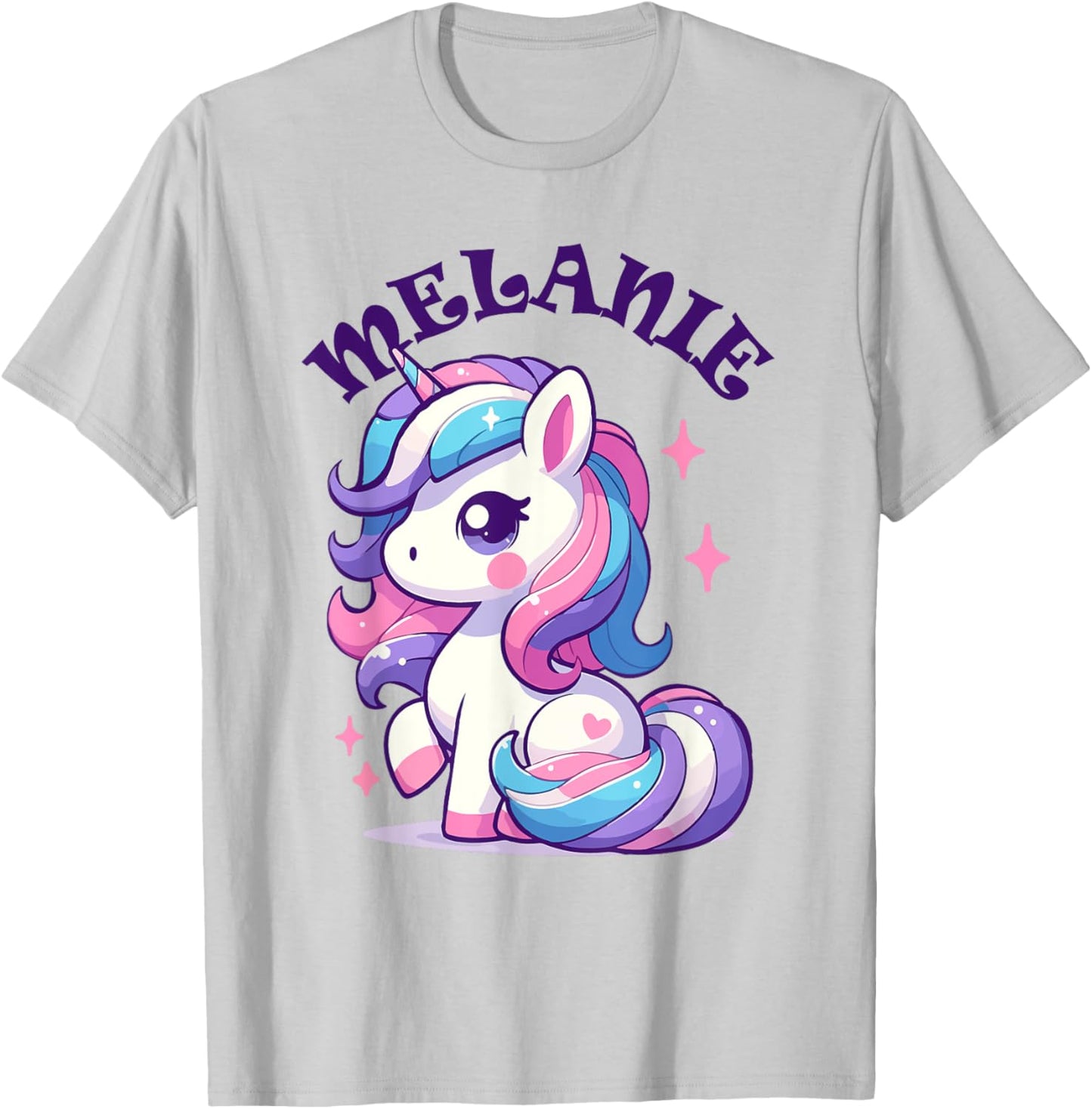Melanie Cute Unicorn Design for Girls Name Melanie T-Shirt - T-Shirt | Ash