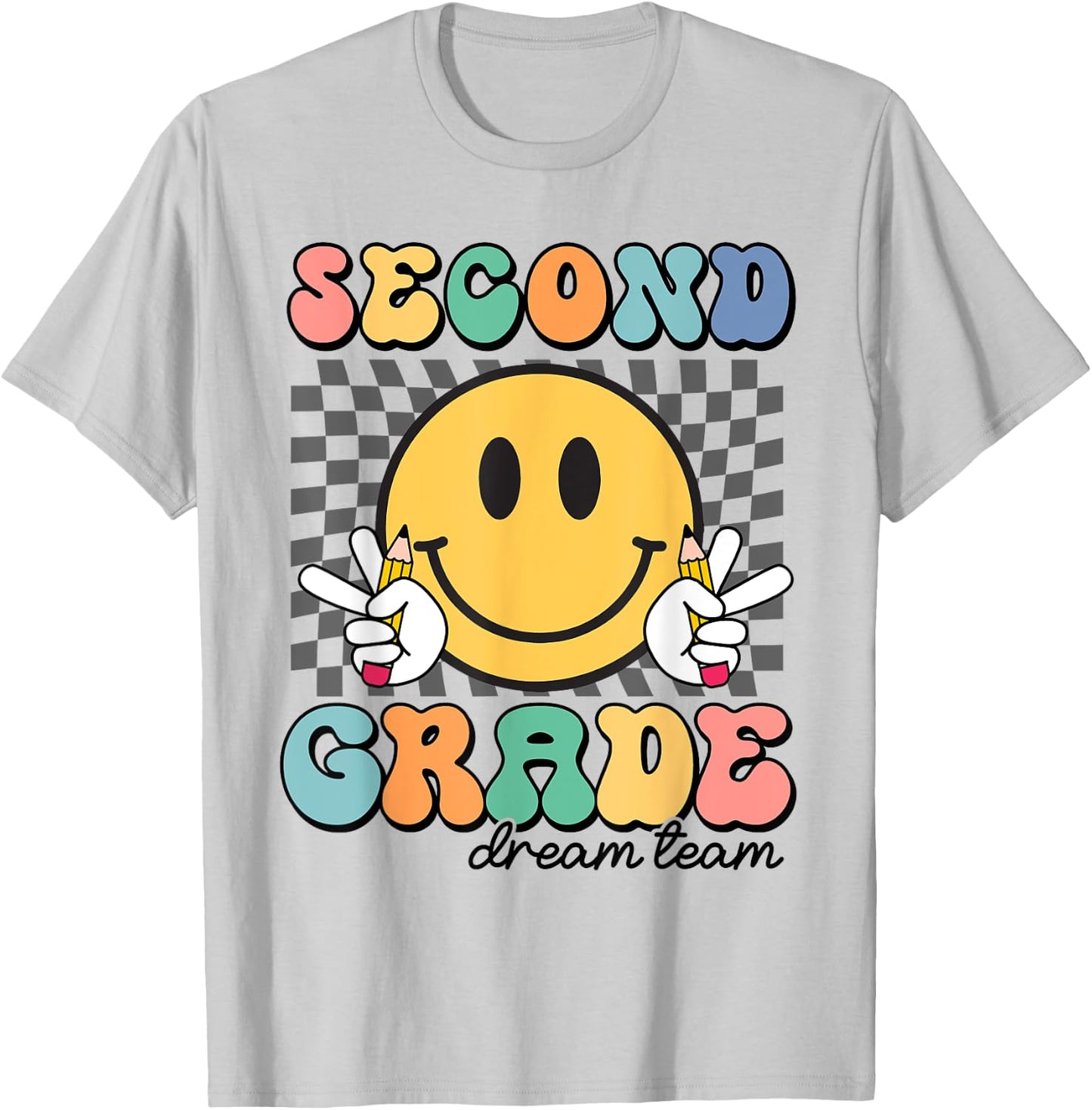 Second Grade Dream Team Smile Face First Day of 2nd Grade T-Shirt - T-Shirt | Ash