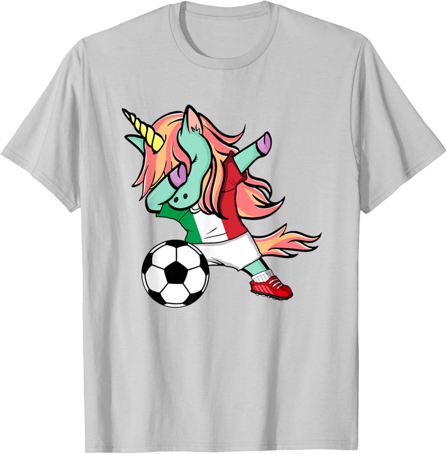 Dabbing Unicorn Italy Soccer Jersey Italian Football Lovers T-Shirt - T-Shirt | Ash