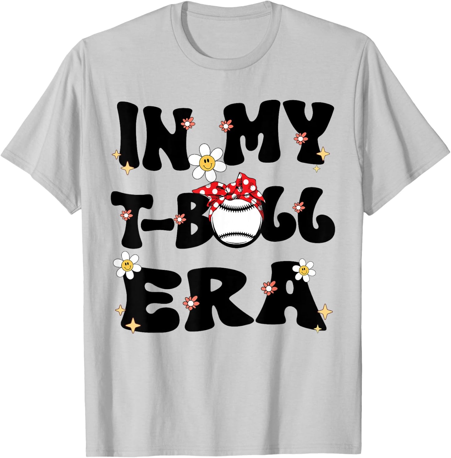 In My Tball Era Retro Groovy T ball ball Kids Girl Boy T-Shirt - T-Shirt | Ash