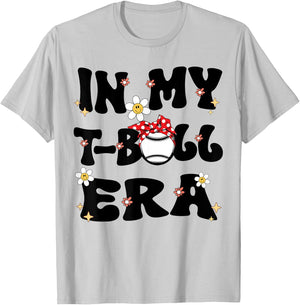 In My Tball Era Retro Groovy T ball ball Kids Girl Boy T-Shirt - T-Shirt | Ash