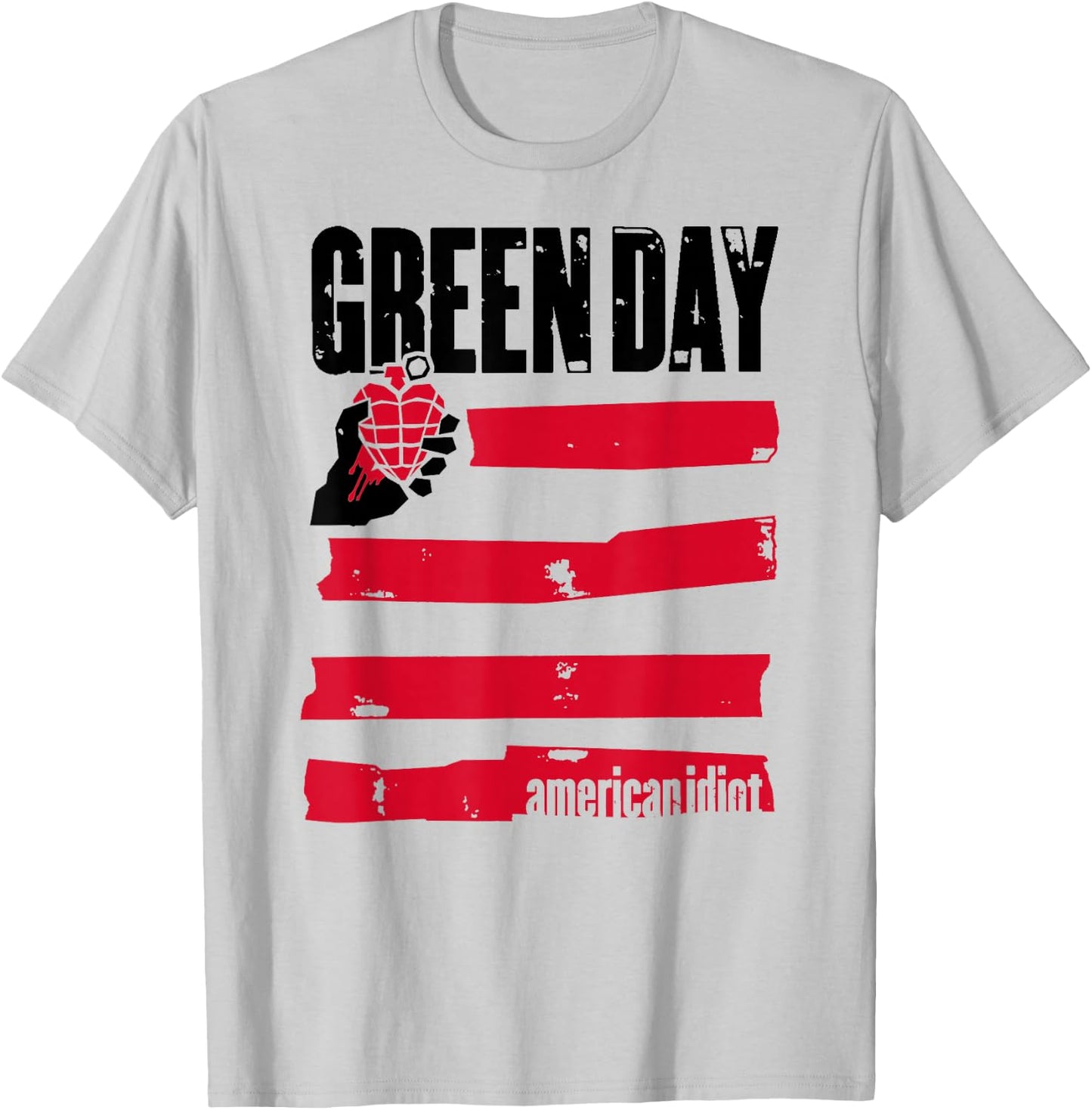Green Day Idiot Flag T-Shirt - T-Shirt | Ash