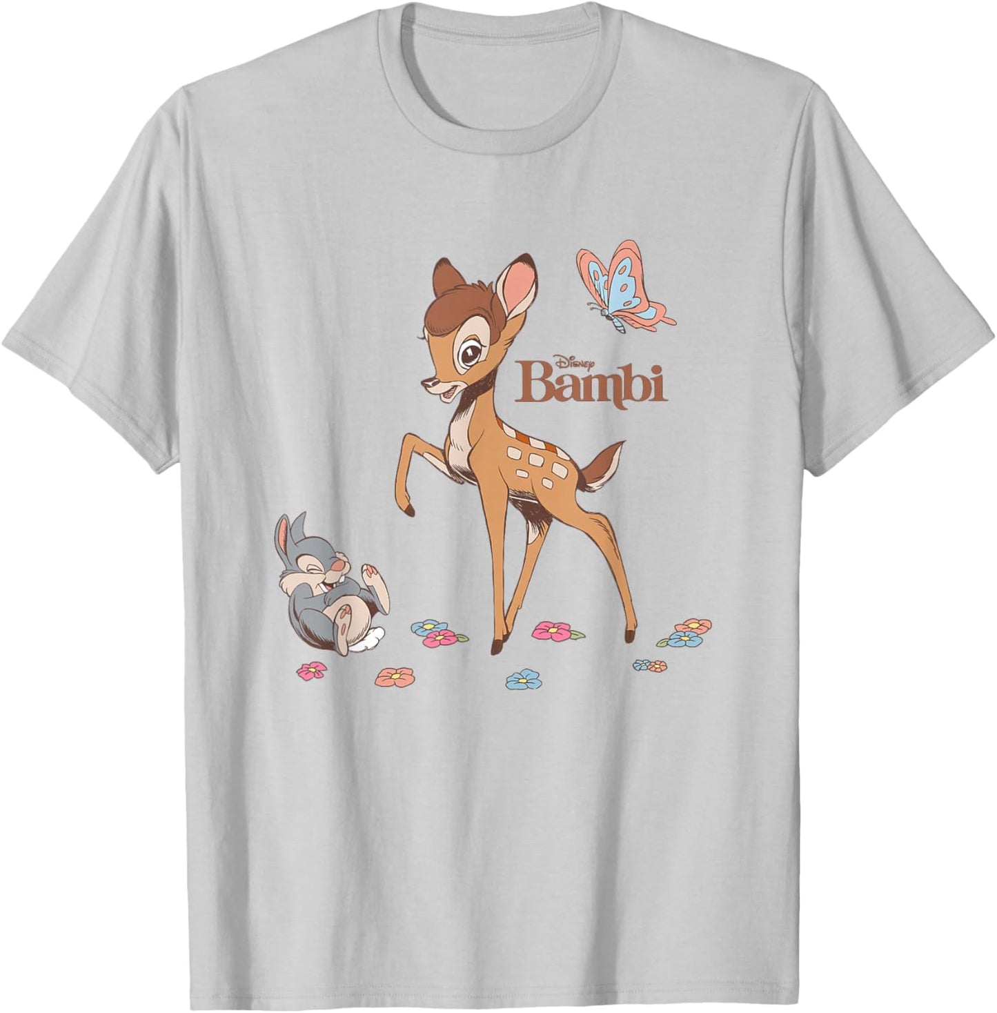 Disney Bambi and Thumper Floral Title Poster T-Shirt - T-Shirt | Ash