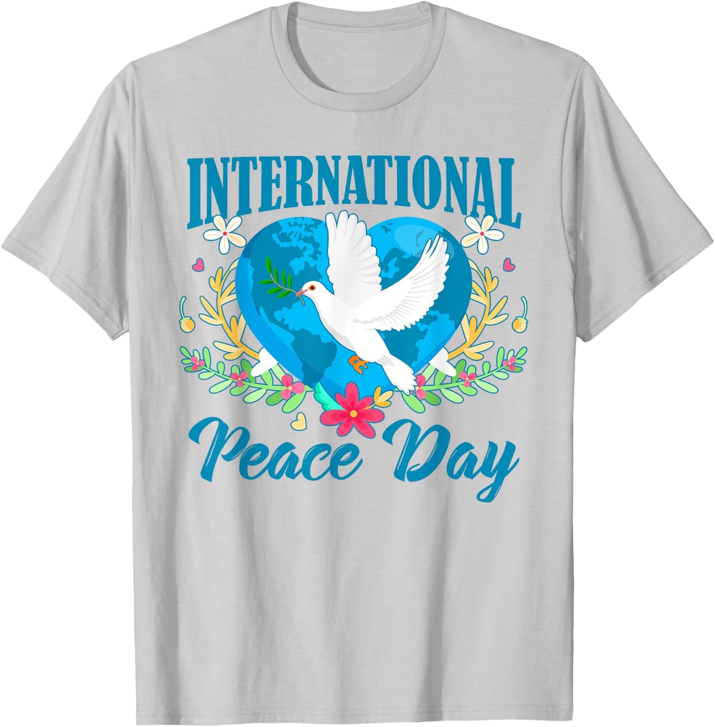 Funny Peace Bird World Peace Day International Day Of Peace T-Shirt - T-Shirt | Ash
