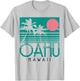 Oahu Hawaii Palm Trees Surf Vintage Retro Hawaiian Islands T-Shirt - T-Shirt | Ash