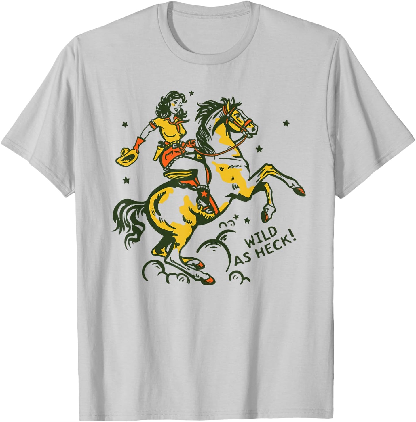 Wild As Heck Retro Vintage Western Rodeo Yeehaw Cowgirl Gift T-Shirt - T-Shirt | Ash
