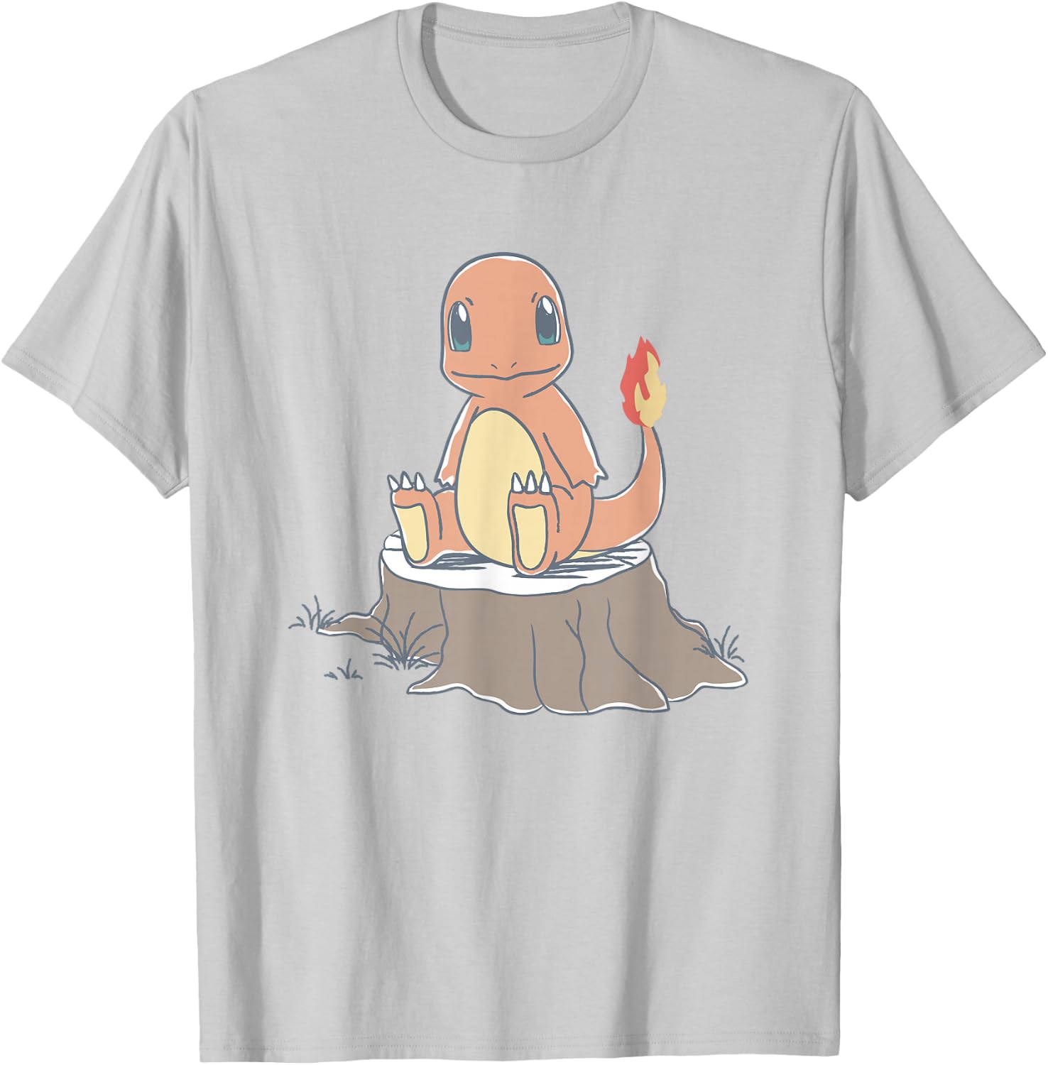 Pokémon Charmander Sitting On Tree Stump Retro Sketch T-Shirt - T-Shirt | Ash