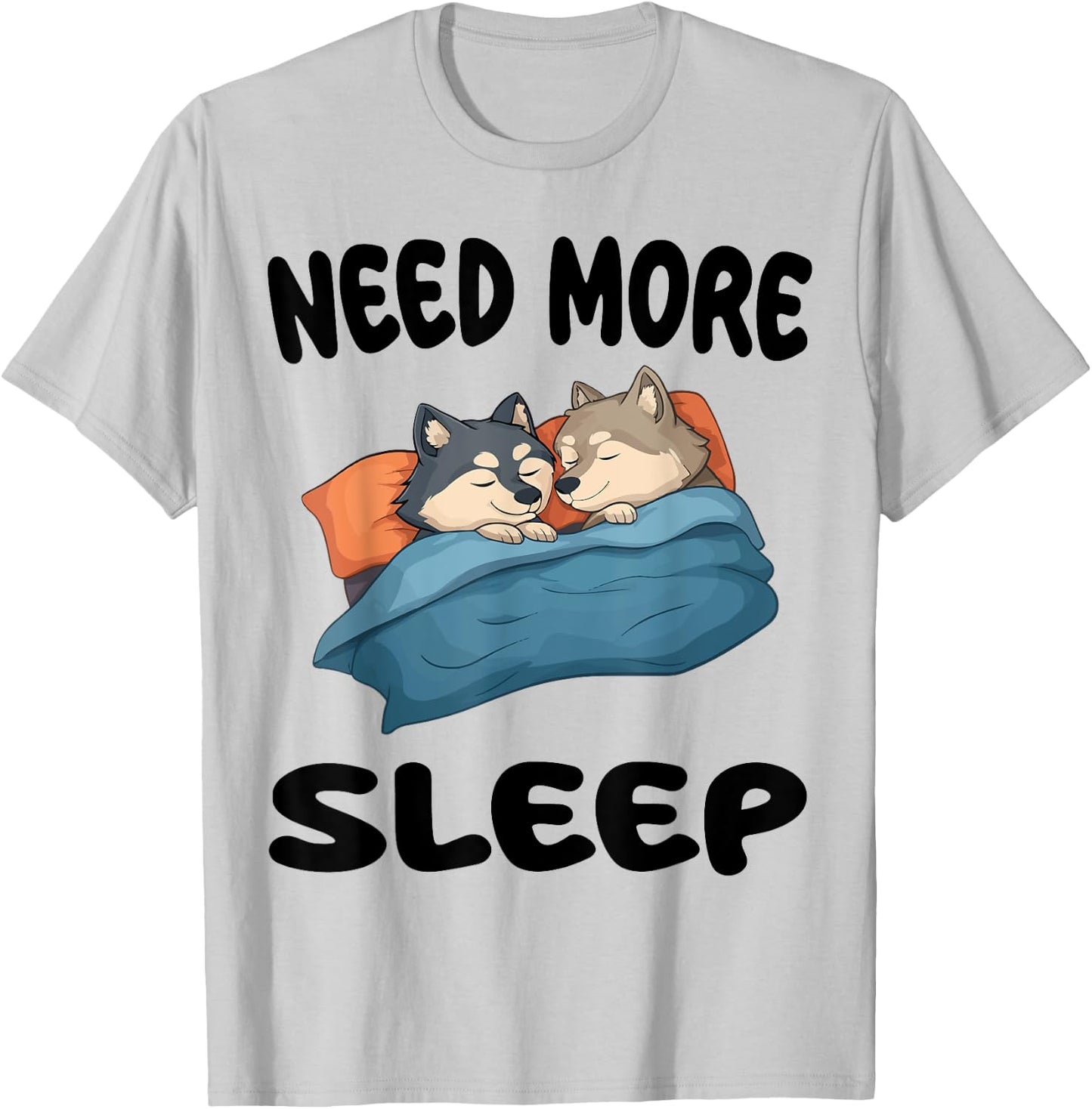 Cute Wolf Need More Sleep Pajamas Nightgown T-Shirt - T-Shirt | Ash
