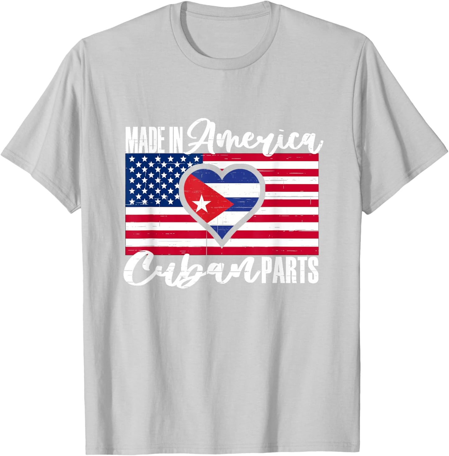 Cuban American Roots Flag Made Raised In America Cuban Parts T-Shirt - T-Shirt | Ash
