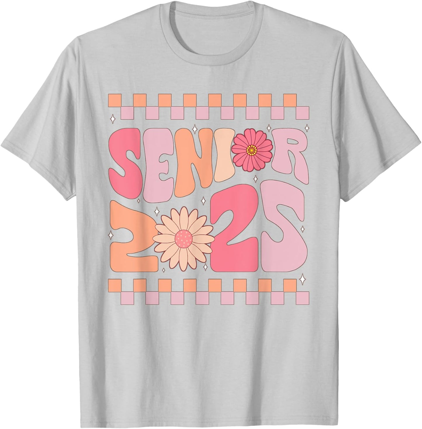 Class of 2025 Senior 25 senior for girls pink groovy T-Shirt - T-Shirt | Ash