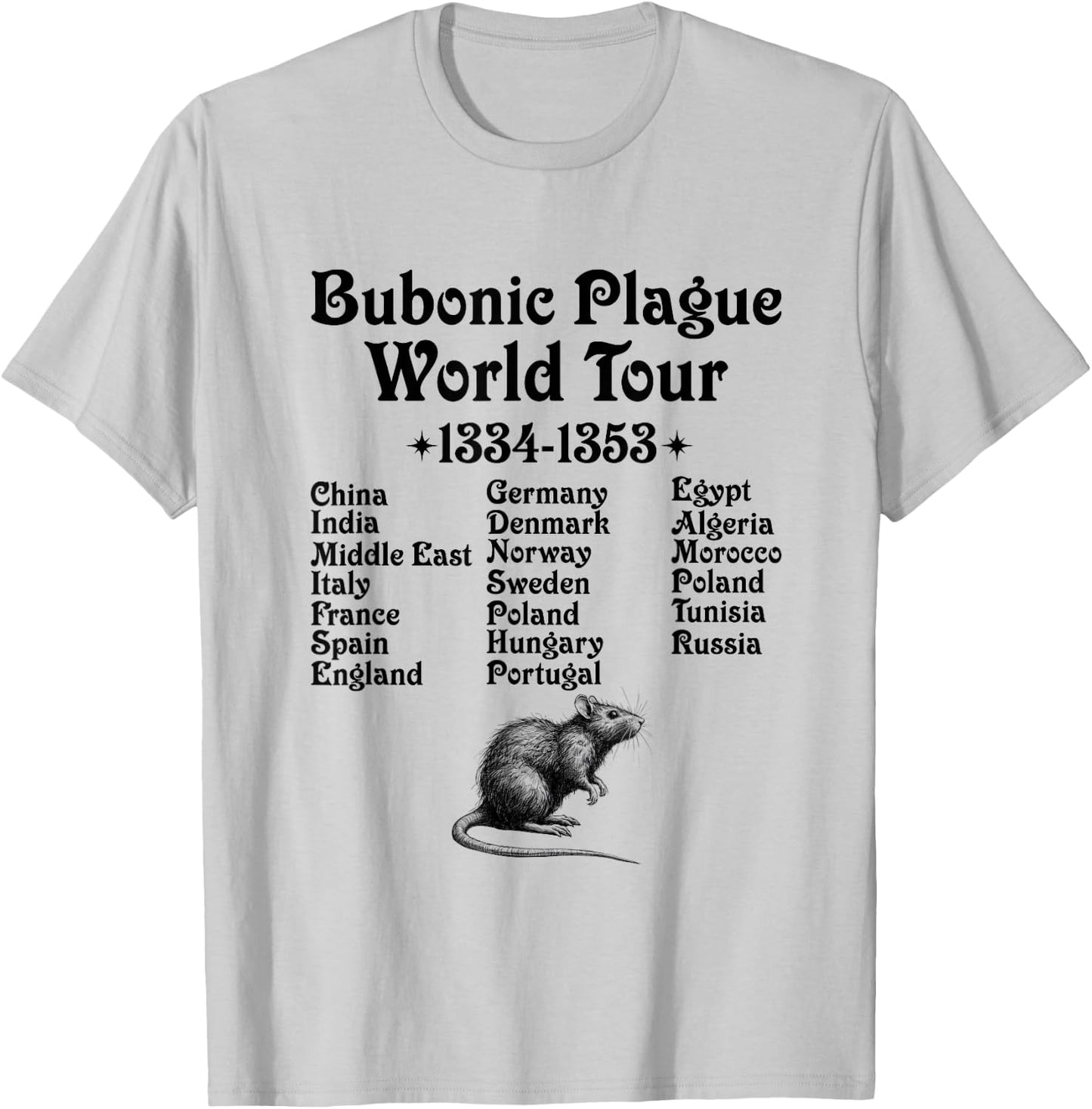 Gothic Bubonic Plague World-Tour Plague Rat Medieval History T-Shirt - T-Shirt | Ash