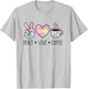 Peace Love Coffee Retro Watercolor Hand Heart Cup Graphic T-Shirt - T-Shirt | Ash
