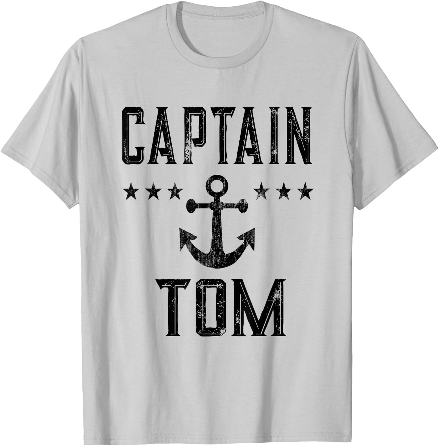 Captain Tom - Personalized Nautical Boating Boat Owner Art T-Shirt - T-Shirt | Ash