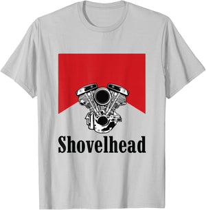 Vintage HD Motorcycle VTwin ShovelHead Engine Drawing Biker T-Shirt - T-Shirt | Ash