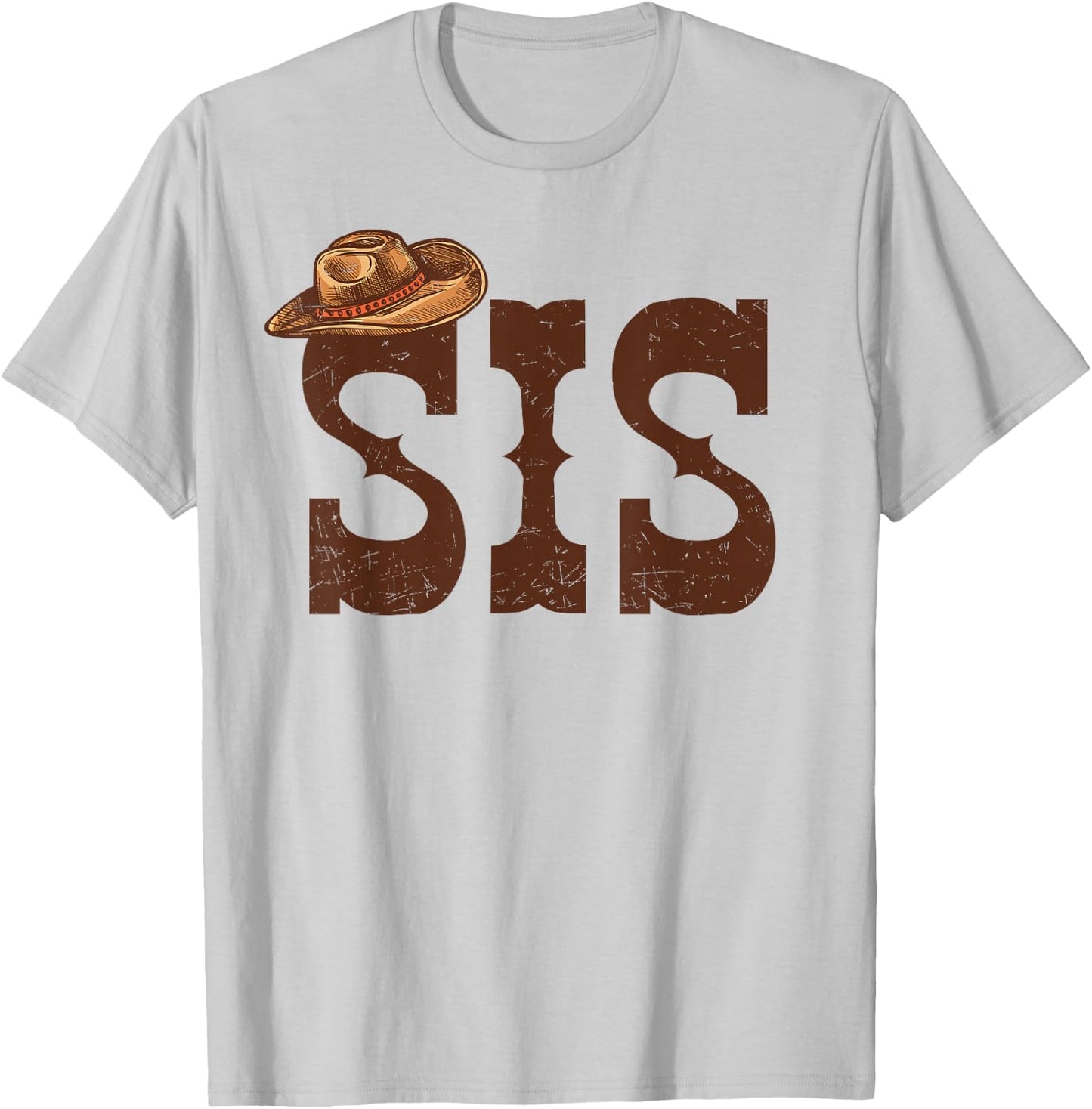 Sis Sister Western Family Matching Birthday Cowboy Cowgirl T-Shirt - T-Shirt | Ash