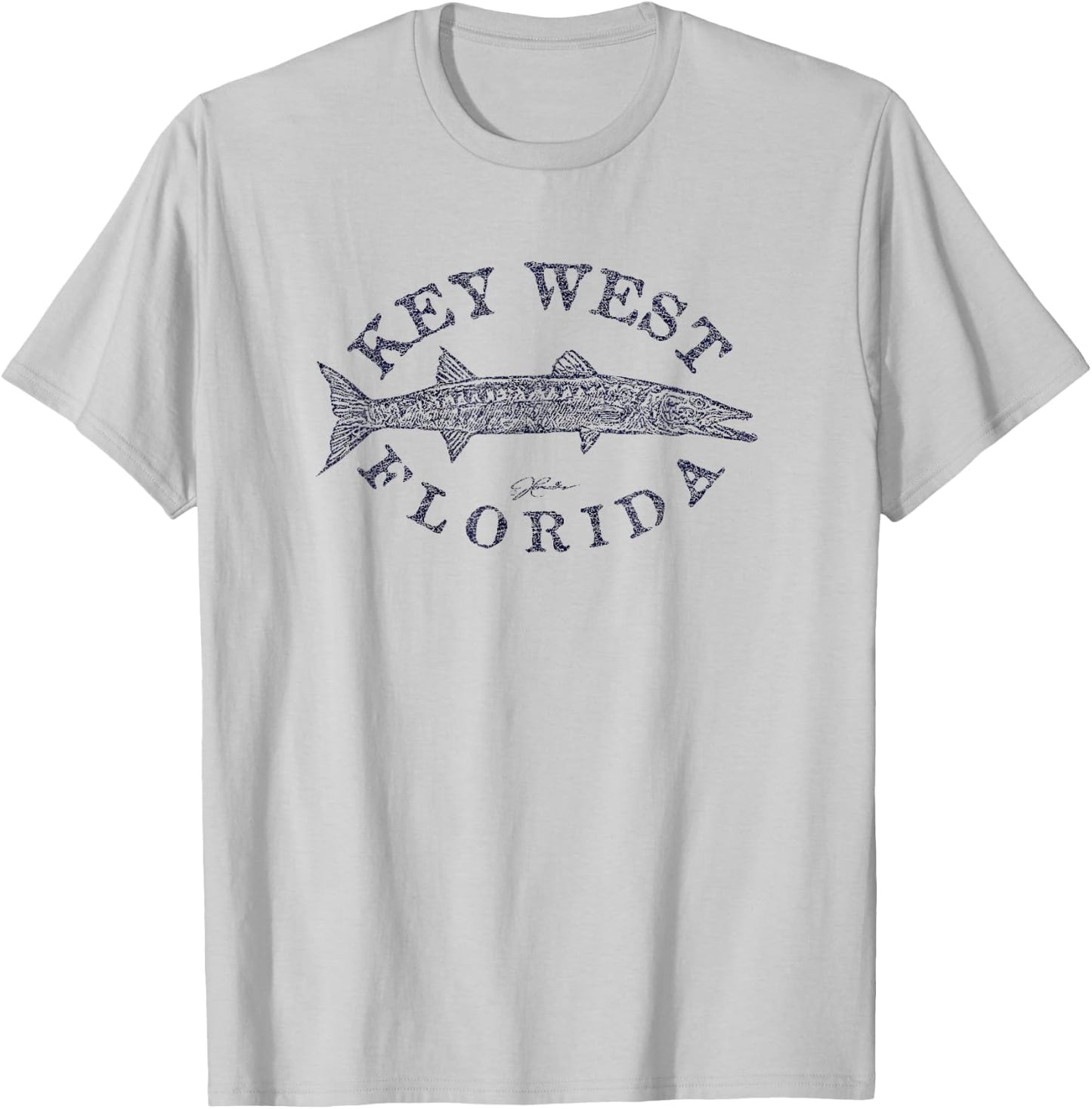 JCombs: Key West, FL, Great Barracuda (Distressed) T-Shirt - T-Shirt | Ash