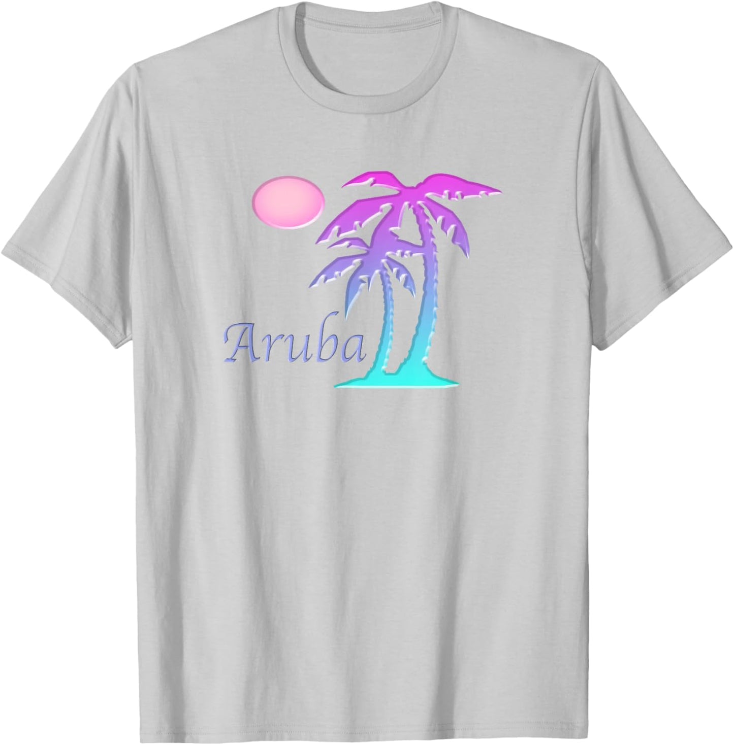 ARUBA Vacation Souvenir Gift Sun Palm Tree Sunset T-Shirt - T-Shirt | Ash
