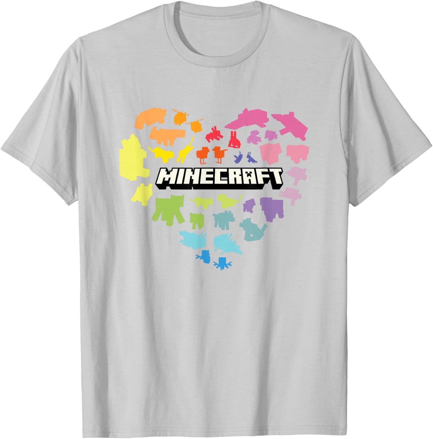 Minecraft Valentine's Day Heart Shaped Rainbow Icons T-Shirt - T-Shirt | Ash