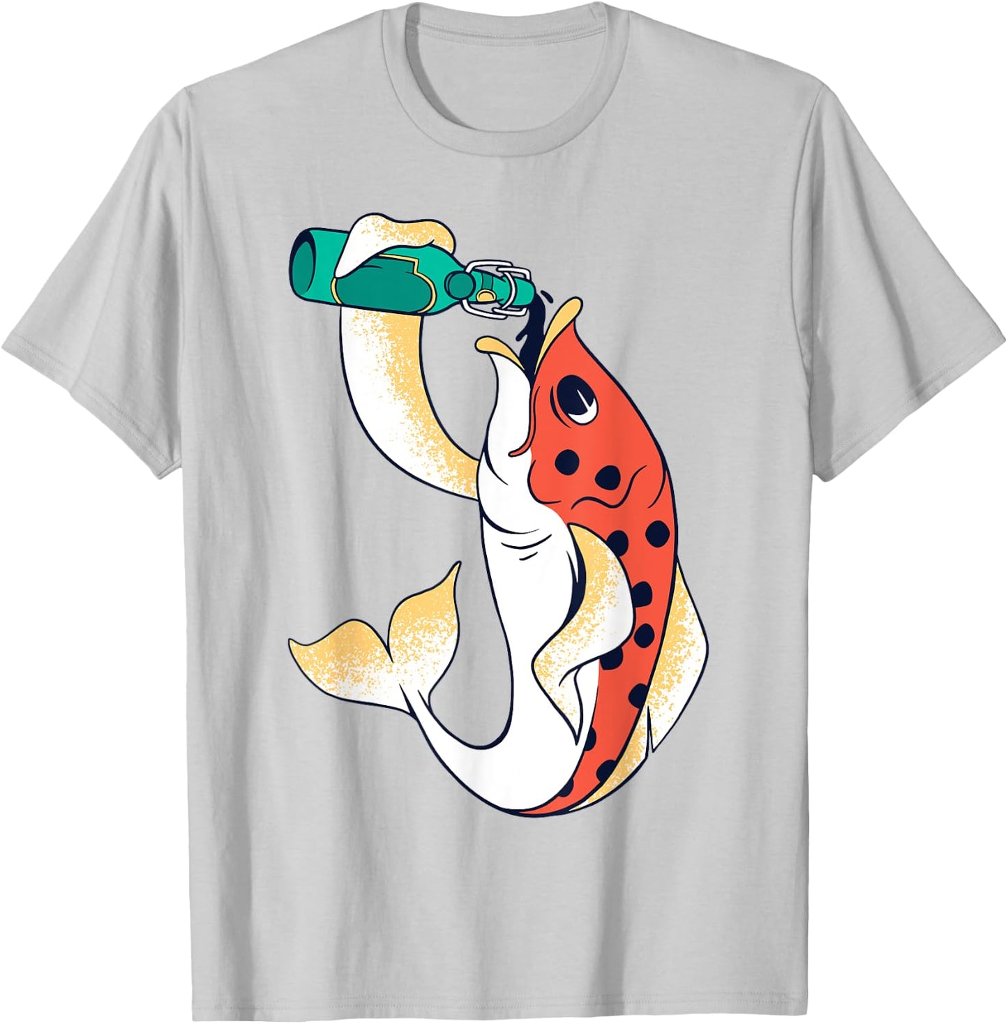 Fish Drinking Beer Funny Fishing and Drinking Lover Design T-Shirt - T-Shirt | Ash