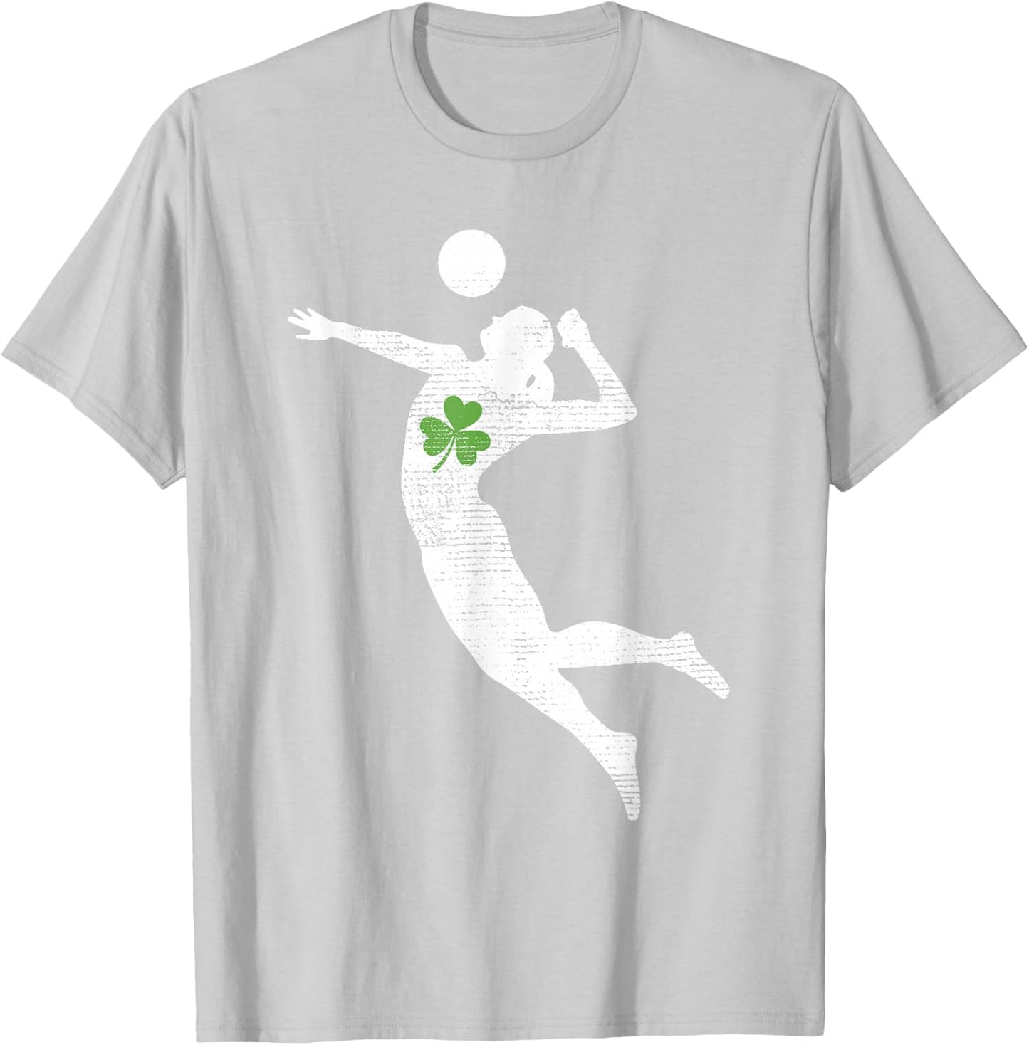 Volleyball Lovers Green Shamrock Leaf St Patricks Day T-Shirt - T-Shirt | Ash