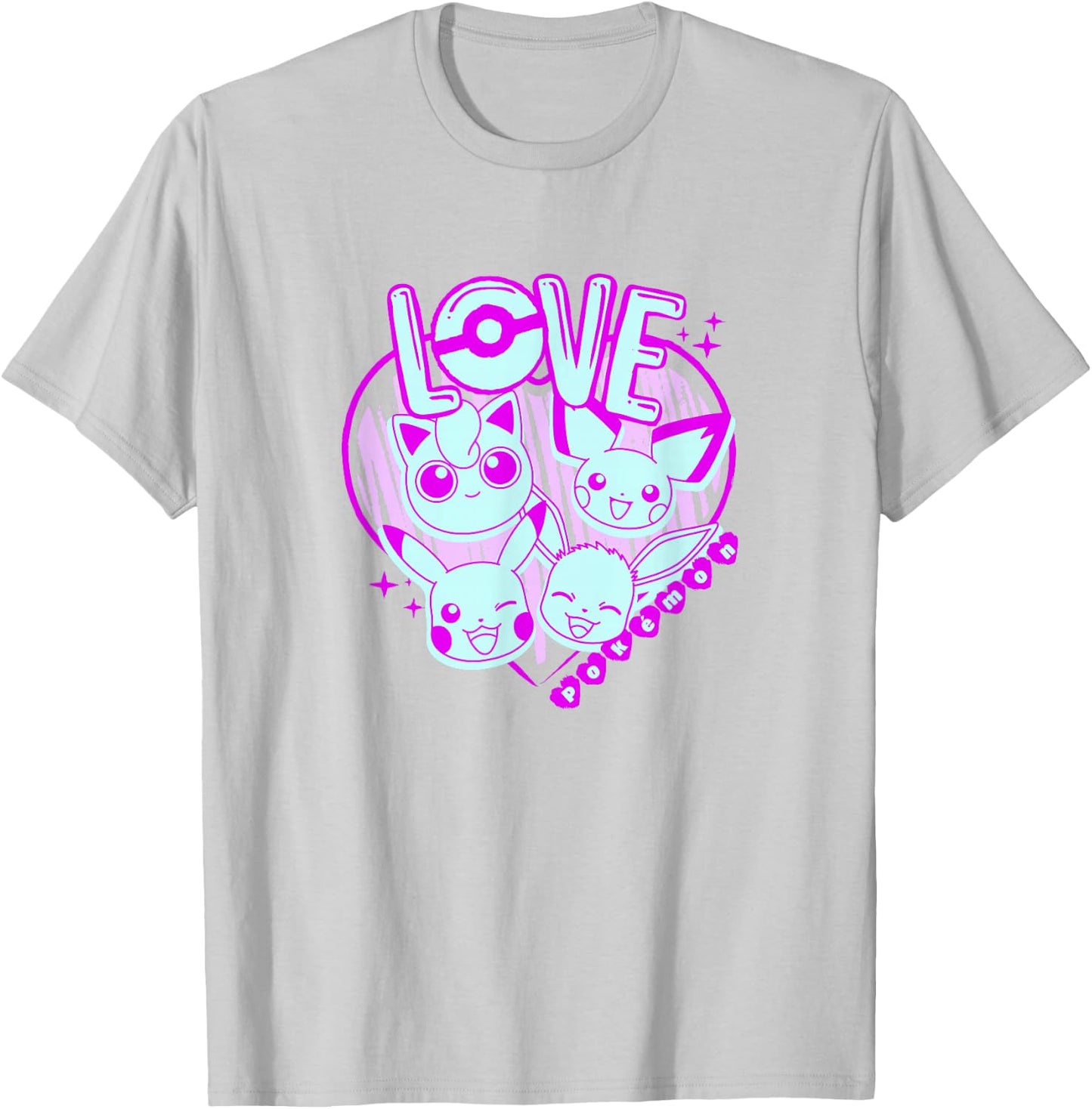 Pokémon Valentine's Day Neon Pink Pocket Monster Sketch T-Shirt - T-Shirt | Ash