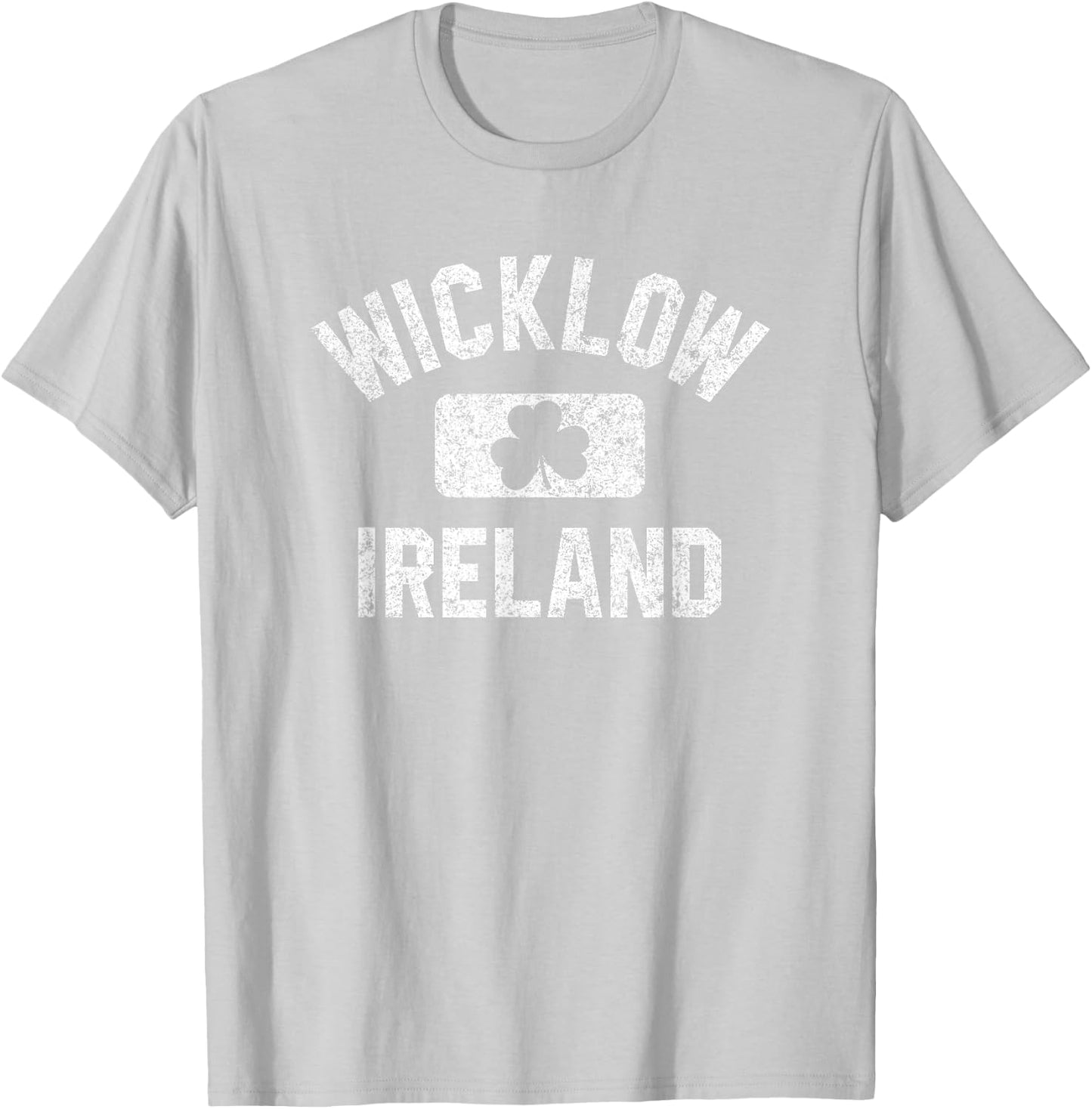 Wicklow Ireland Gym Style Distressed White Print T-Shirt - T-Shirt | Ash