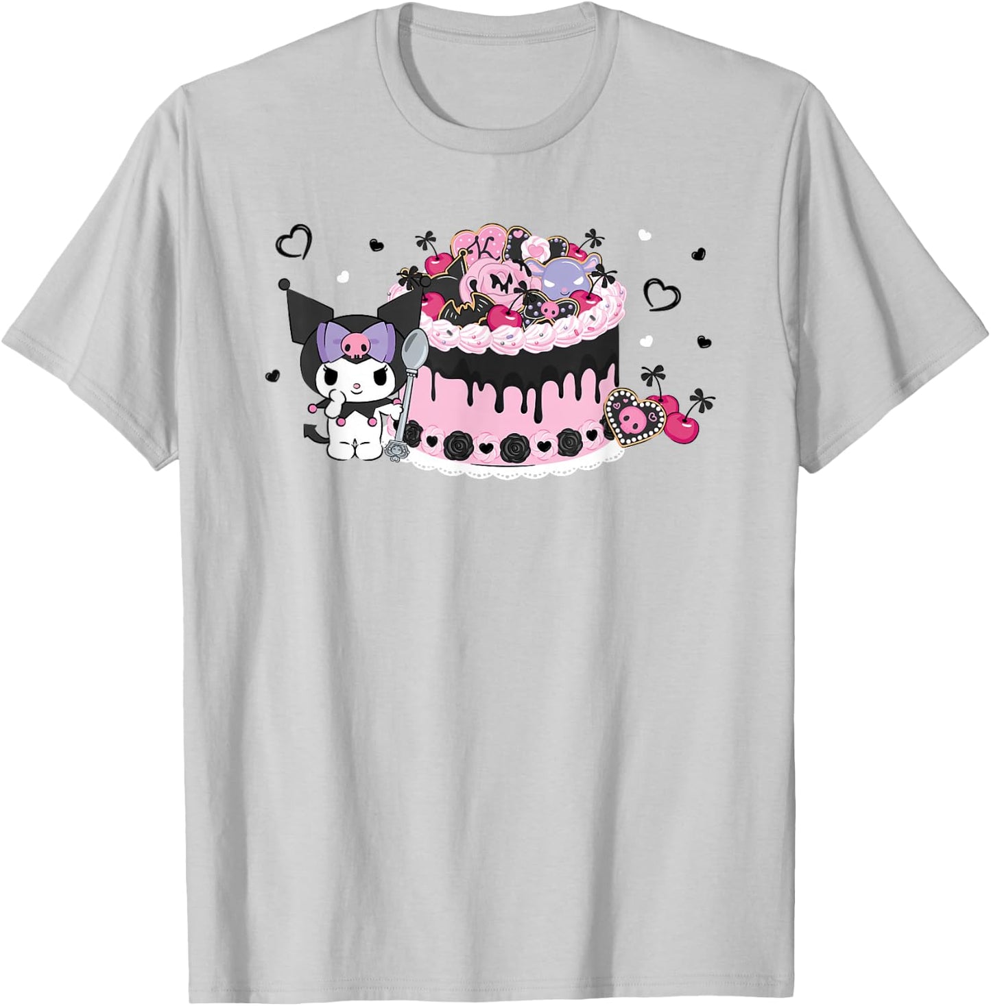 Kuromi Kawaii Cake T-Shirt - T-Shirt | Ash
