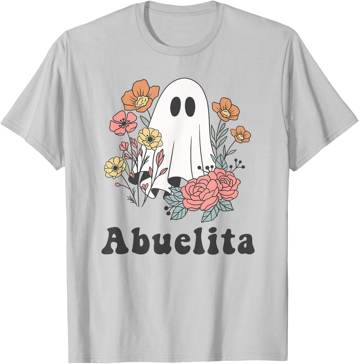 Abuelita Abuela Halloween Cute Ghost Autumn Fall Spooky T-Shirt - T-Shirt | Ash