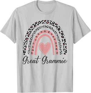 Great Grammie Leopard Rainbow Funny Great Grammie T-Shirt - T-Shirt | Ash