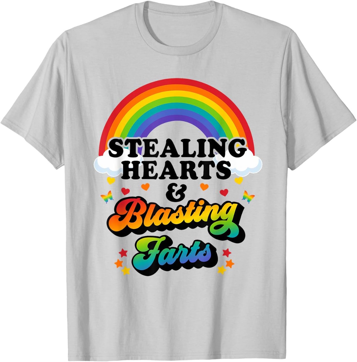 Stealing Hearts And Blasting Farts Funny Valentines T-Shirt - T-Shirt | Ash