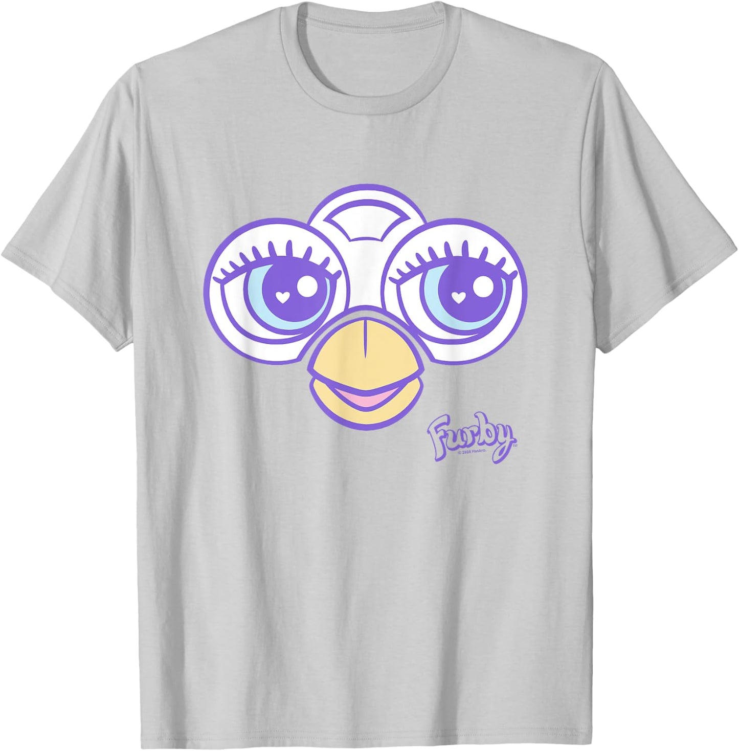 Furby Big Cute Face Big Chest Frame Logo T-Shirt - T-Shirt | Ash
