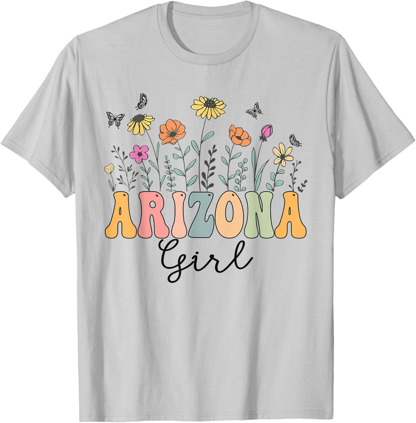 Arizona Girl Wildflower Groovy Arizona Lover T-Shirt - T-Shirt | Ash