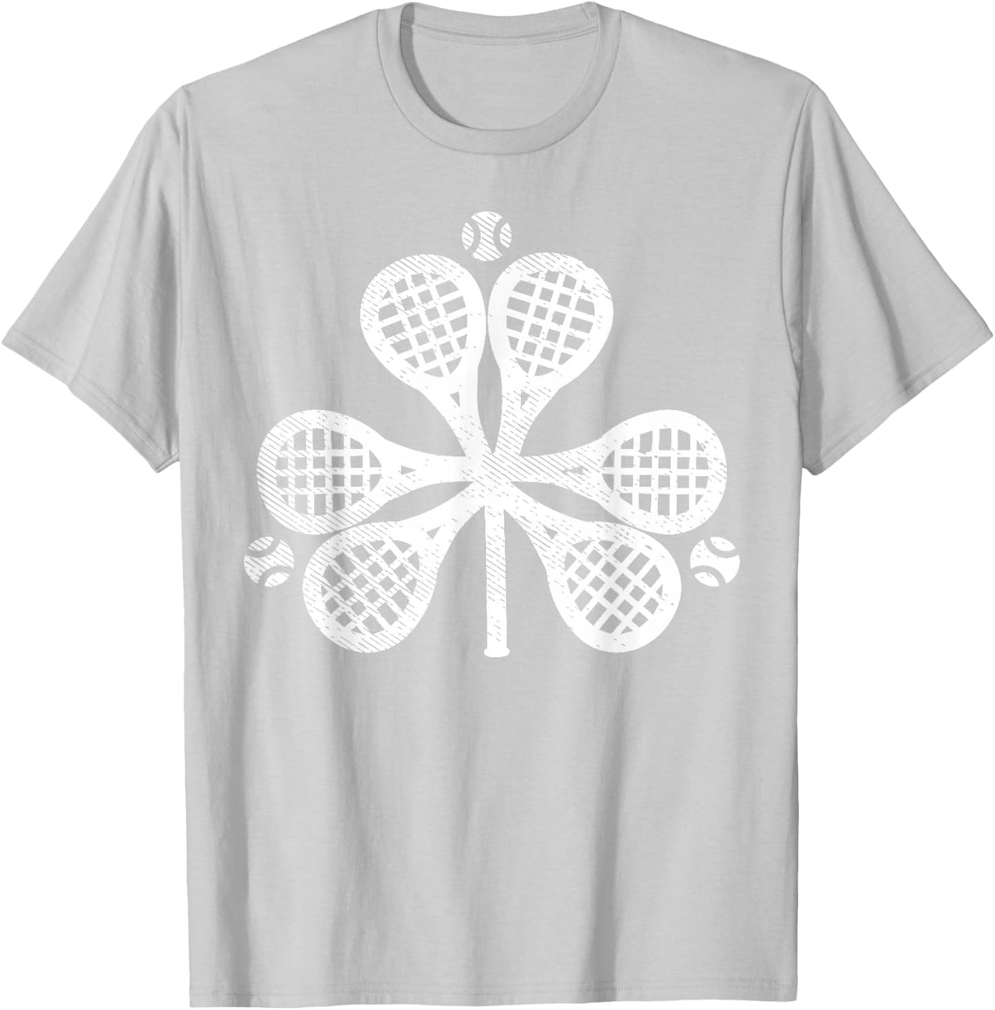 Tennis Shamrock Clover St Patricks Day Player Coach Gift T-Shirt - T-Shirt | Ash