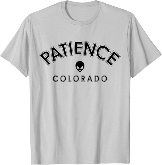 Patience Colorado in College Style Lettering and Alien T-Shirt - T-Shirt | Ash