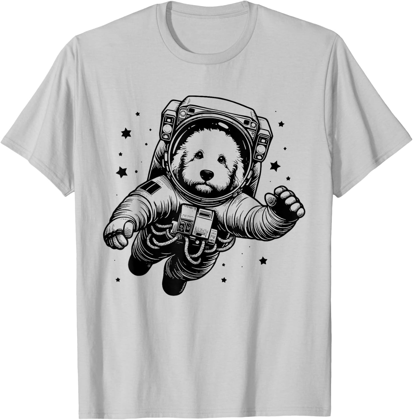 Dog Dad Mom Space - Astronaut Bernedoodle T-Shirt - T-Shirt | Ash