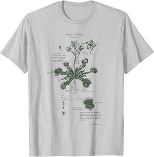 Venus Flytrap Anatomy Diagram Botanical Nature Flower T-Shirt - T-Shirt | Ash