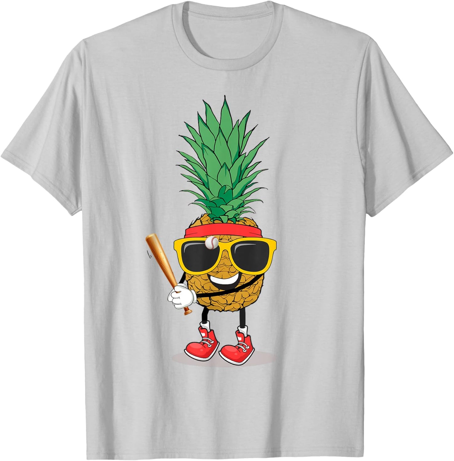 Funny Tropical Fruit Pineapple & Baseball Ball Summer Vacay T-Shirt - T-Shirt | Ash