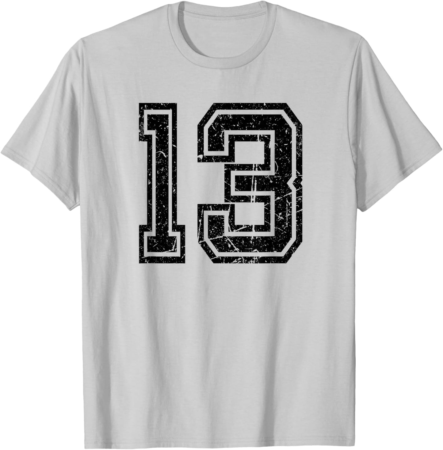 Number #13 Sports Team Retro Number T-Shirt - T-Shirt | Ash
