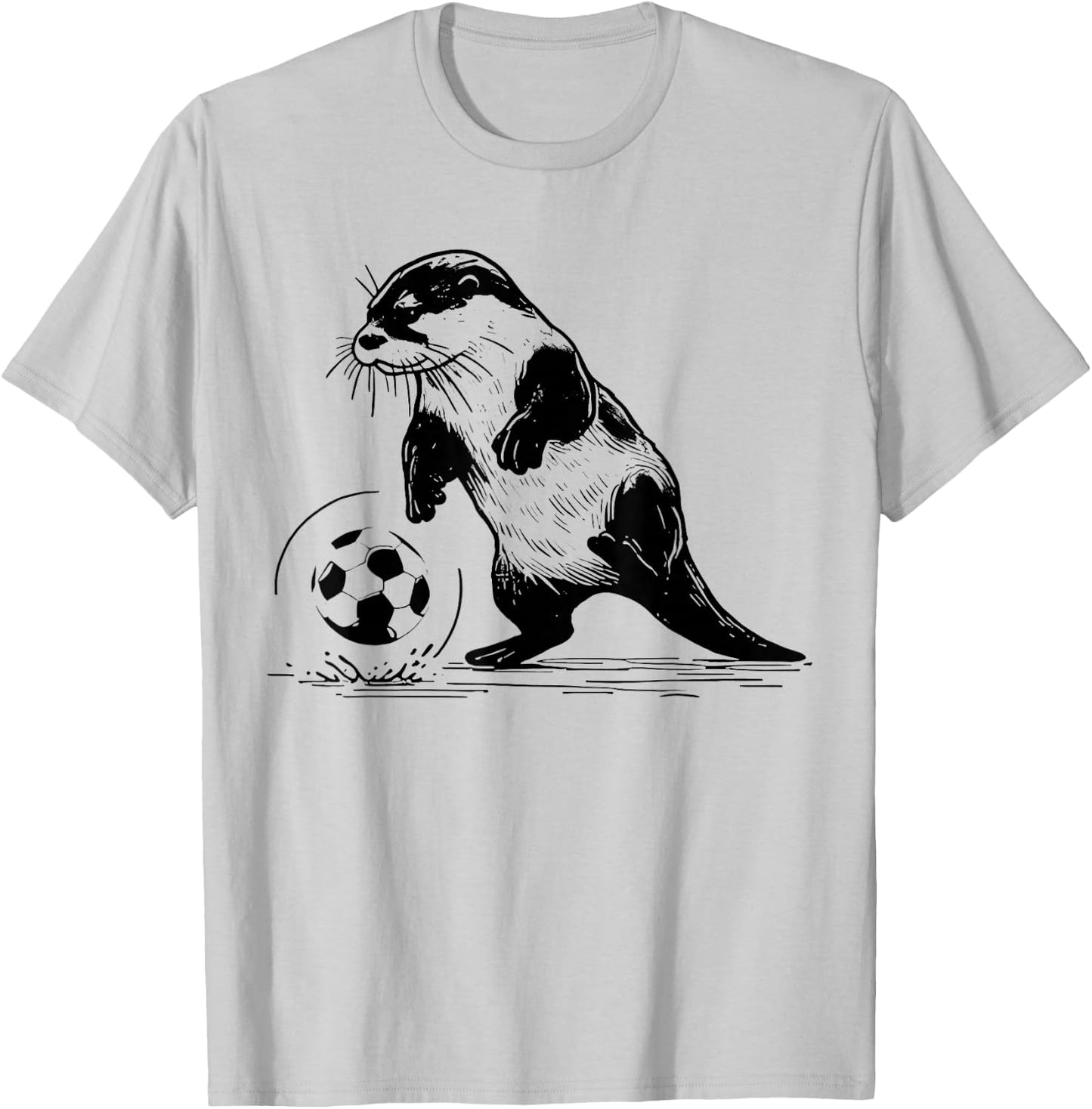 Vintage Otter Playing Soccer Funny Animal Sport Lover T-Shirt - T-Shirt | Ash