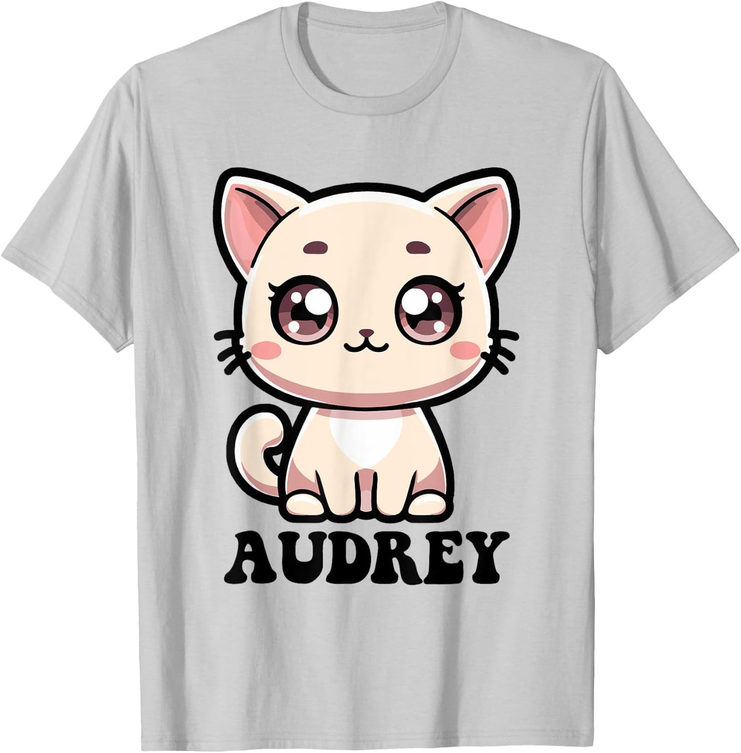 Audrey Cute Kitty Cat Design for Girls Name Audrey T-Shirt - T-Shirt | Ash