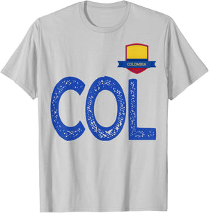 Colombia Human-Flag Letter C and O and L Colombian T-Shirt - T-Shirt | Ash