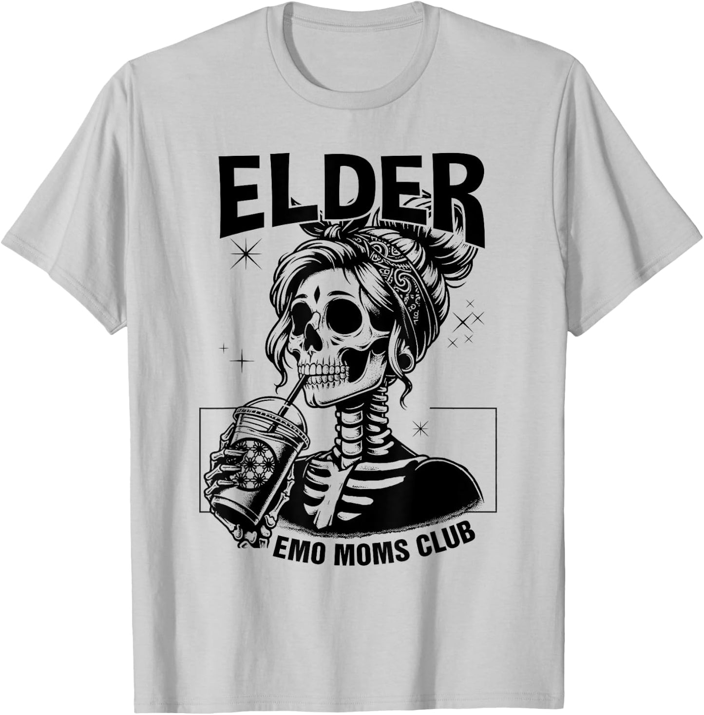 Elder Emo Moms Club Mothers Day Funny Skeleton T-Shirt - T-Shirt | Ash