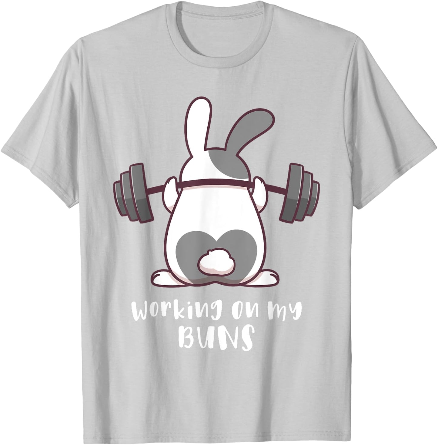Working On My Buns Bunny Workout Gym Pun Gift Cute T Shirt T-Shirt - T-Shirt | Ash