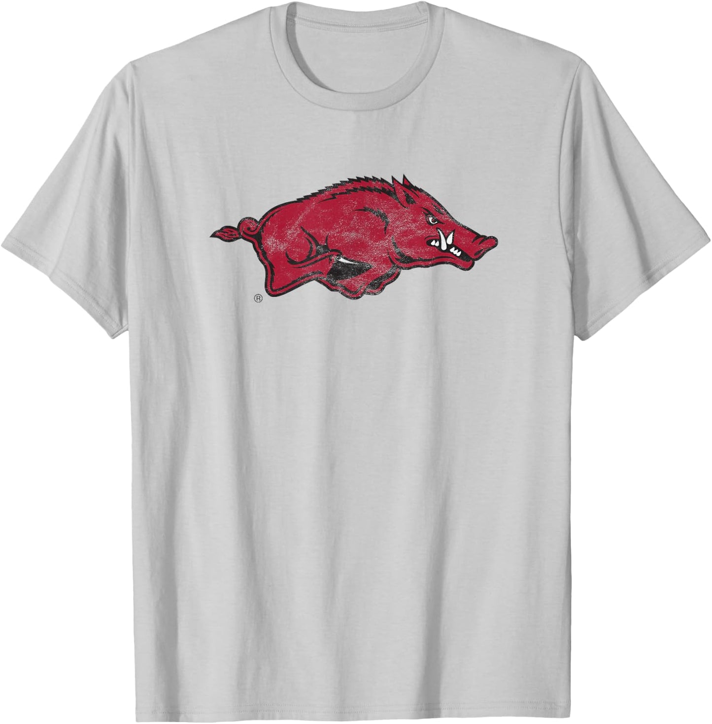 University of Arkansas Razorbacks Distressed Primary Logo T-Shirt - T-Shirt | Ash
